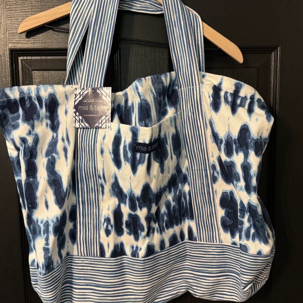 Mia & Tess Large Soft Tote Blue Tye Dye Canvas